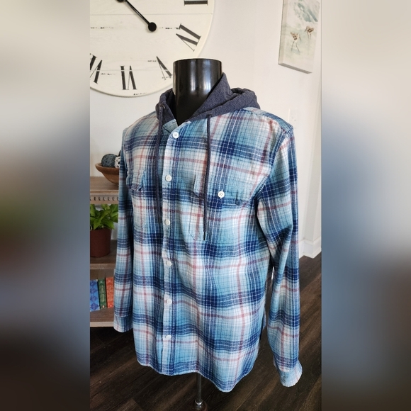 Aeropostle Mens Flannel Hoodie, Size Large, Pre-owned excellent condition - Picture 1 of 16